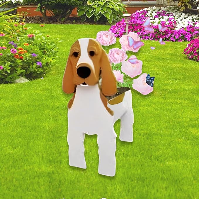 Brown and White Cocker Spaniel Dog Planter Plant Pots,Cute Dog Flower Planter,Gifts for Pet Lovers,Unique Animal Plant Pots,Office,Indoor Outdoor Garden Decor(9.45 * 9.17 * 13.39in)