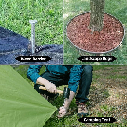 10 Inch Galvanized Landscape Stakes Heavy Duty Metal Anchoring Spikes Garden Nails for Paver Edging, Camping Tent, Weed Barrier, Artificial Turf, Carpentry and More (50)