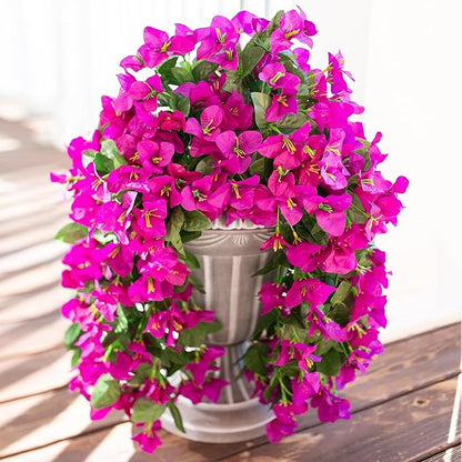 HyeFlora Bougainvillea Artificial Hanging Flowers Plants for Outdoors Decoration, 2pcs Fake Flowers Silk Bougainvillea Vines Realistic UV Resistant Faux Flowers for Outdoor Planters Patio Urn, Purple
