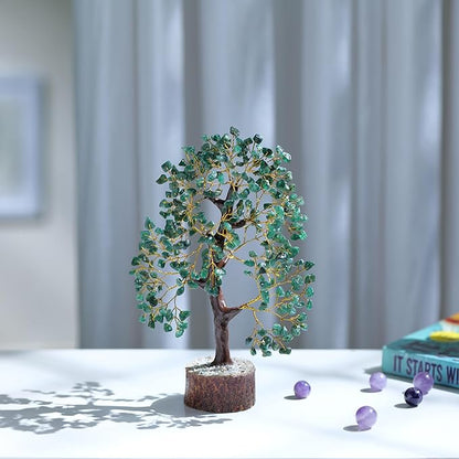 PYOR Green Aventurine, Crystal Tree of Life, Green Aventurine Crystal, Feng Shui Decor for Home, Bonsai Tree, Green Office Decor Women, Crystals and Stones, Meditation Accessories