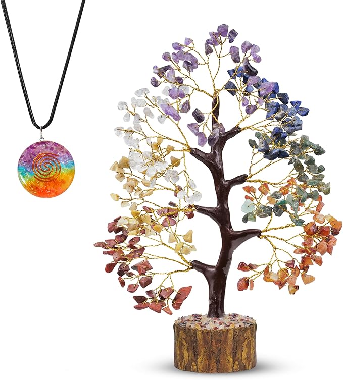 FASHIONZAADI 7 Chakra Crystal Tree Life Feng Shui Tree Sister's Birthday Office Gift Energy Crystals Spiritual Gifts