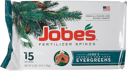 Jobe’s Slow Release Evergreen Fertilizer Spikes, Easy Plant Care for Cypress, Arborvitae, Pine, Cedar, and Many More Acid Loving Trees, 15 Count