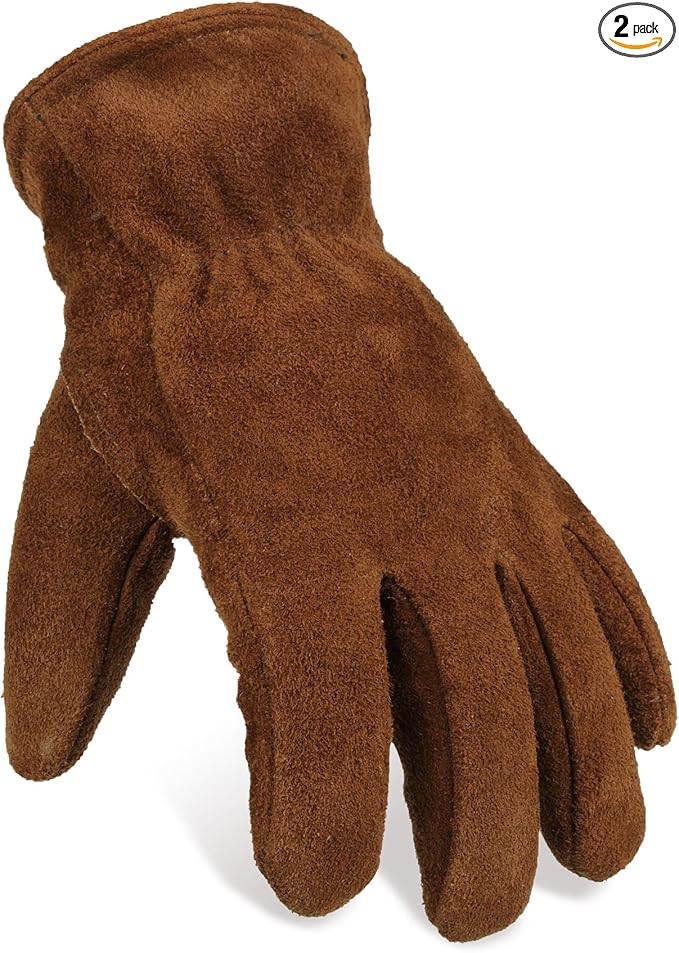 OZERO Work Gloves Winter Insulated Snow Cold Proof Leather Glove Thick Thermal Imitation Lambswool - Extra Grip Flexible Warm for Working in Cold Weather for Men, Women (Brown,Medium)