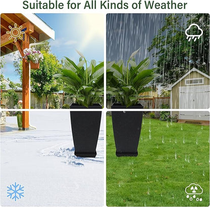 Set of 2 Tall Planter, 21 inch Large Plastic Planter with Drain Hole & Saucers, Large Outdoor Planters for Porch, Garden, Patio, Balcony(Lead Gray)