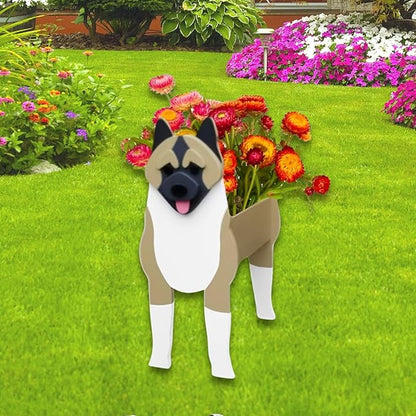 American Akita Dog Planter Plant Pots,Cute Dog Flower Planter,Gifts for Pet Lovers,Unique Animal Plant Pots,Office,Indoor Outdoor Garden Decor(9.45 * 6.1 * 13.39in)