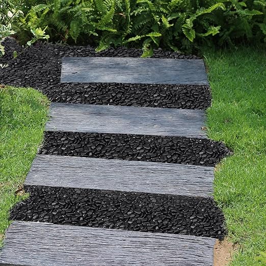 30 lbs Decorative Garden Rocks for Flower Pots, Vase, 1"-2", Polished Black River Stones for Plants, Outdoor Landscaping, Walkways, Yard