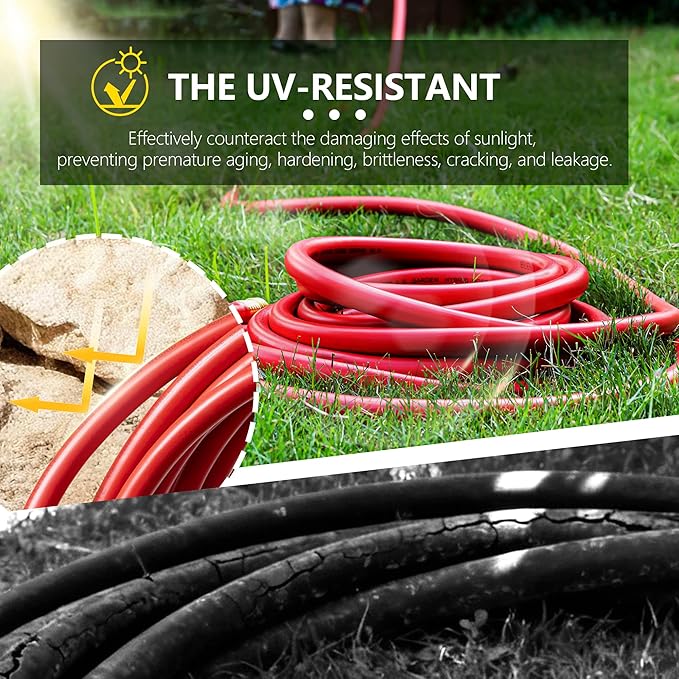 5/8" Garden Hose 200ft, -40℉ To 190℉ Hot/Cold, Heavy Duty,Flexible, 300psi Working, 1000psi Burst, 3/4" Brass Fittings with Hose Protector Coil Spring for Outdoor,Yard, Farm