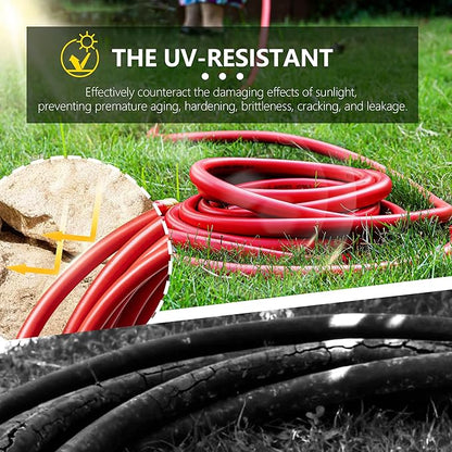 5/8" Garden Hose 200ft, -40℉ To 190℉ Hot/Cold, Heavy Duty,Flexible, 300psi Working, 1000psi Burst, 3/4" Brass Fittings with Hose Protector Coil Spring for Outdoor,Yard, Farm