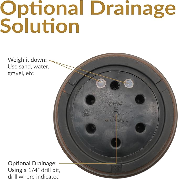 Sunnydaze 24-Inch Anjelica Large Plastic Pot for Plants - Double-Walled Outdoor Polyresin Round Planter Porch Pot with Drillable Drainage Holes - Rust - 2pk