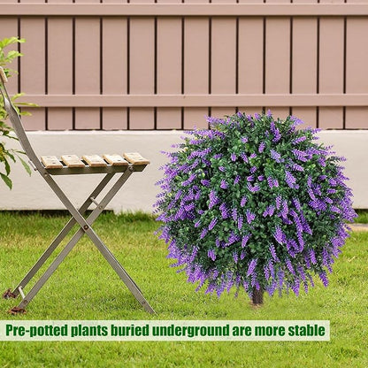 Real Touch 26" Artificial Lavender Trees (2-Pack) – Lifelike UV-Resistant Artificial Plant Featuring a Natural Wood Trunk – Perfect for Front Porch, Patio & Home Decor