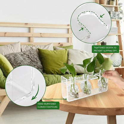 Clear Plant Propagation Station Plants Terrarium Planter Vase Birthday Gifts for Women Girl in Acrylic Stand Home Office Garden Decor