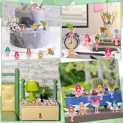 20 Pcs Miniature Fairy Figurines, Hand-Painted Small Flower Fairies with Wings for Garden Decor, Cake Topper & Landscapes