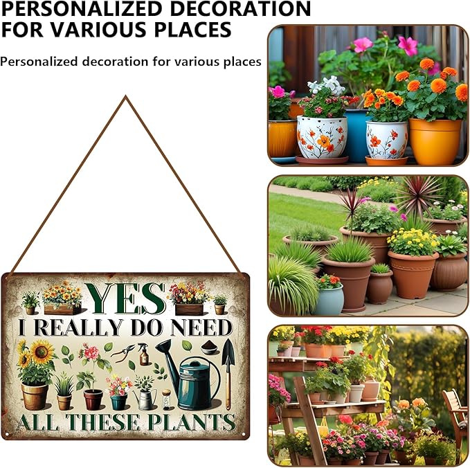 KLFHS Gardening Gifts, Garden Metal Wall Art Decor Yard Art Yard Signs Greenhouse Accessories, Vintage Gardening Signs for Garden Greenhouse Patios Home Decor