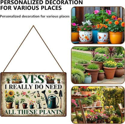 KLFHS Gardening Gifts, Garden Metal Wall Art Decor Yard Art Yard Signs Greenhouse Accessories, Vintage Gardening Signs for Garden Greenhouse Patios Home Decor