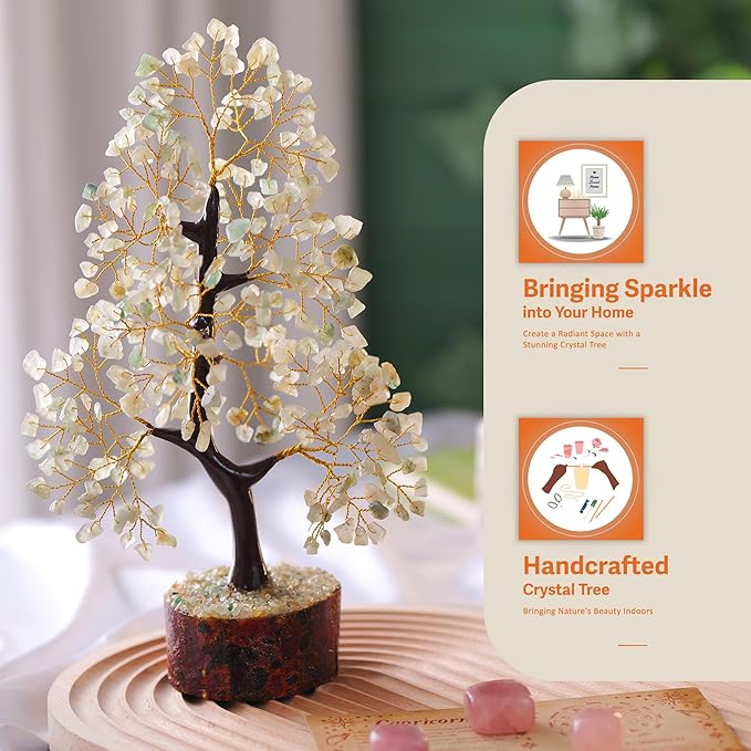 7 Chakra Money Tree Healing Feng Shui Statues & Figurines Reiki Crystal Balancing Buddha Home Décor (Green Jade G)