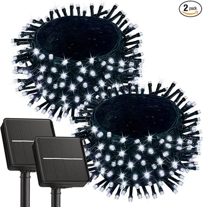 Brightown 2 Pack Solar String Lights for Outside, Each 46Ft 120 LED Solar String Lights Outdoor with 8 Modes, IP65 Waterproof Solar Lights for Patio Yard Wedding Garden Party Decorations, Cool White