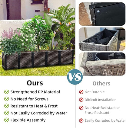 Large Planters for Outdoor Plants - Deepened 20" H, Raised Beds for Gardening Self Watering, Elevated Planter Box with Legs, Rectangular Garden Planters for Outdoor Plants Flowers, 62.9"L x 15.7"W