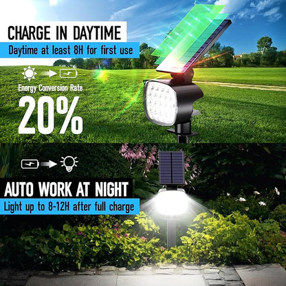 hyrion Solar Spotlight Outdoor Waterproof Ip65 23 LED 3 Lighting Mode 2-in-1 Solar Powred Yard Spot Lights for Garden Tree Law Pathway 2 Pack Cool White