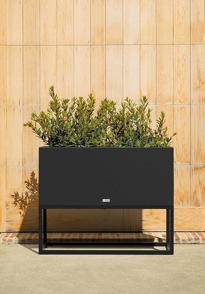 Veradek Block Series Raised Long Box Planter for Patio & Garden | Durable All-Weather Use with Aluminum Stand | Modern Décor for Herbs, Flowers
