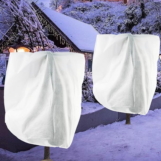2 Pack H84 x W72 Plant Covers Freeze Protection - Shrub Cover, Winter Tree Cover with Drawstring for Season Extension & Frost Protection, White
