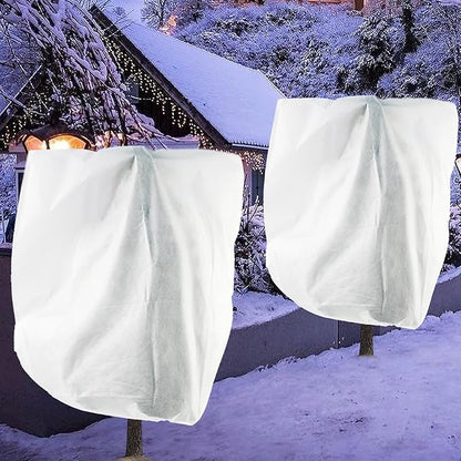 2 Pack H84 x W72 Plant Covers Freeze Protection - Shrub Cover, Winter Tree Cover with Drawstring for Season Extension & Frost Protection, White