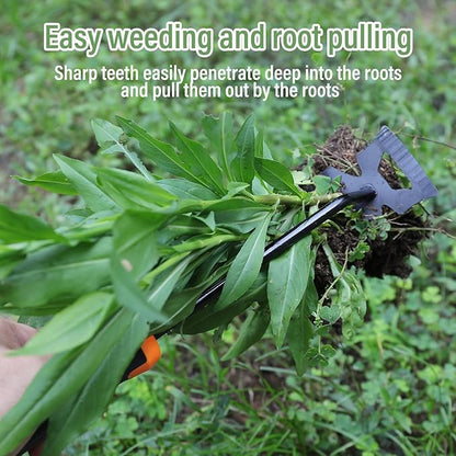 Weed Remover Tool,Portable Garden Weeder Tool,2024 New Manganese Steel Weeding Tools,for Hand Weeder for Vegetable Gardening Backyard Farm Planting & Uprooting Weeding Tool (Rubber 6-Tooth)