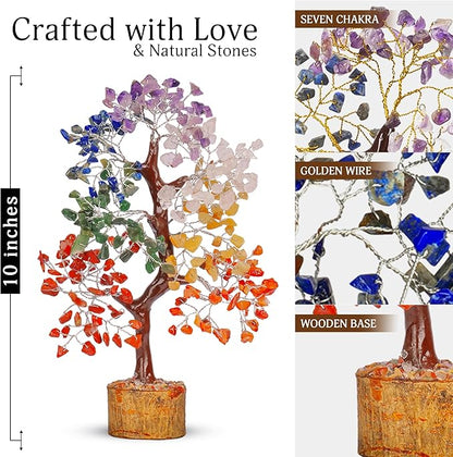YATSKIA Crystal Tree - Bonsai Tree - Tree of Life - Seven Chakra Crystals - Feng Shui - Gemstones - Home Decor - Crystal Necklaces - House Warming Gifts New Home - Spiritual Gifts - Crystal Gifts