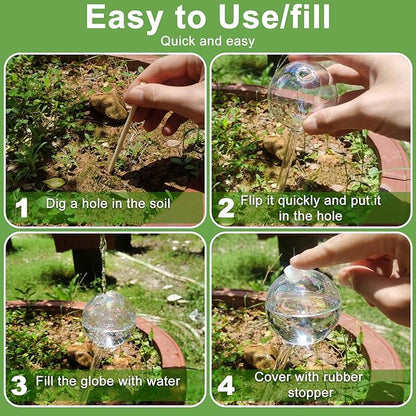 4 Pack Plant Watering Globes - 150ml Self-Watering Bulbs, Automatic Plant Waterer for Indoor & Outdoor Potted Plants, Vacation Plant Care Essential, Decorative Glass Design (150ml/5.12oz)