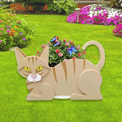 Yellow Cat Planter Plant Pots,Cute Cat Flower Planter,Gifts for Pet Lovers,Unique Animal Plant Pots,Office,Indoor Outdoor Garden Decor(12.5 * 5.6 * 7.8in)