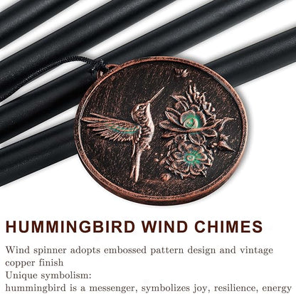 Wind Chimes for Outside, Vintage Hummingbird Deep Tone Wind Chime Outdoor Clearance, Patio Porch Balcony Decoration, Garden Hanging Decor Gifts for Women Mom Grandma (32" Hummingbird)