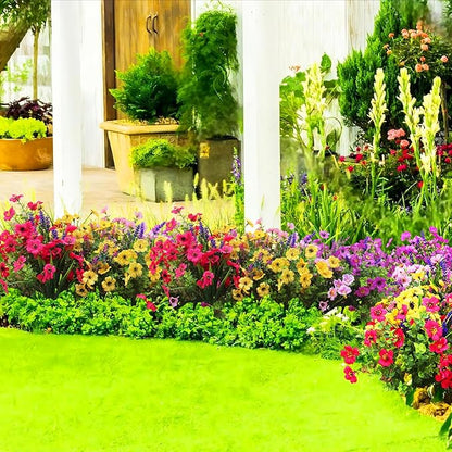 12 Outdoor Artificial Flower Pieces, Bulk Fake Plastic Plants for Porch, Window, Home & Wedding Decoration in Fall and Summer, Ideal for Hanging Planters (Spring Grass Flower).