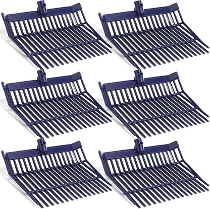 Lasnten 6 Pcs Manure Fork Replacement Head, 18 Tines Pitchfork Head with Screws and Nuts, Horse Manure Rake for Picking up Grass and Hay (Navy)