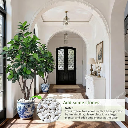 7FT Artificial Fiddle Leaf Fig Tree for Home Decor, Realistic Faux Plants Indoor Ficus Lyrata Trees in Pot, Fake Floor Plant for Living Room Office Christmas Housewarming Gift