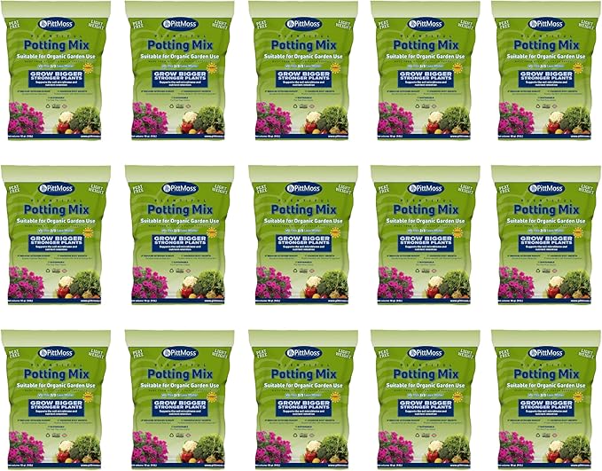 PittMoss Plentiful Eco-Friendly, Organic, Peat-Free Potting Mix, 10 Quarts (Pack of 15) for Gardens, Houseplants, Mulching & More - Made in USA from Recycled Paper