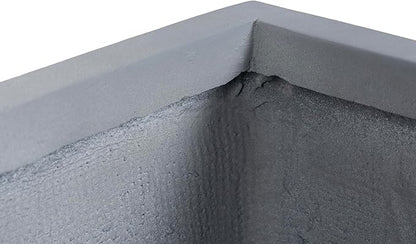 LeisureMod Flora 24" Fiberstone & MGO Clay Planter, Mid-Century Modern Rectangular Pot for Indoor & Outdoor Use, Grey