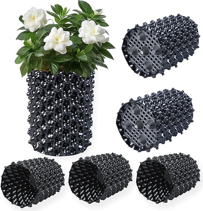 Plant air pruning pot, honeycomb porous structure design, improve root system development, prevent decay, suitable for flowers/vegetables/seedlings, farm planting solutions (Black, 8inches-3G-6P)