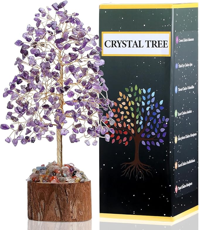 DUQGUHO Amethyst Crystal Tree Purple Ornaments Positive Energy Tree of Life Spiritual Gifts for Women House Warming Gifts New Home Wedding Gifts Crystal Ornament Home Decor