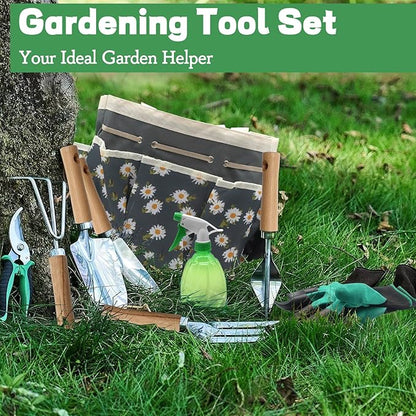 11-Piece Gardening Hand Tools Set with Durable Garden Tool Organizer Bag, Rust-Resistant and Stylish Heavy Duty Garden Tools for Gardening, Perfect Garden Tool Set Gifts for Women
