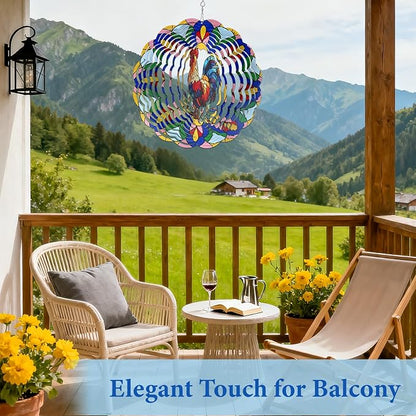 Chicken Wind Spinners Outdoor, Chicken Gifts for Women Men Mom Dad, Hanging Wind Sculptures Spinners for Christmas, 12 inch Outdoor Indoor Hanging Ornament for Garden Porch Backyard Lawn