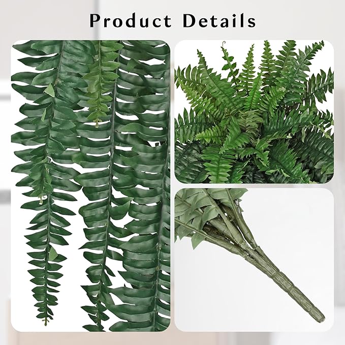 Ferns Fake Plants 59 Fronds Artificial Plants Outdoor 57" Long Fake Fern Look Real Large Plant Artificial Ferns Potted | Hanging Boston Fern | Fake Plant Shrubs for Home Garden Porch Farmhouse Decor