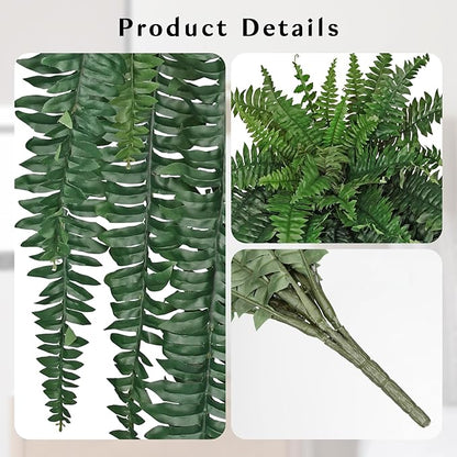 Ferns Fake Plants 59 Fronds Artificial Plants Outdoor 57" Long Fake Fern Look Real Large Plant Artificial Ferns Potted | Hanging Boston Fern | Fake Plant Shrubs for Home Garden Porch Farmhouse Decor