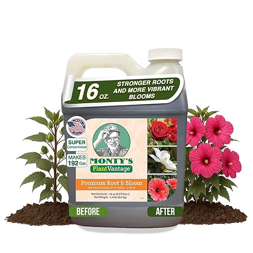 PlantVantage Root & Bloom Fertilizer - Concentrated Liquid Fertilizer for Strong Roots and Big Blooms - Bloom Plant Food for Trees, Shrubs, Flowers and Vegetables - Ideal Soil and Foliar Spray - 16 oz