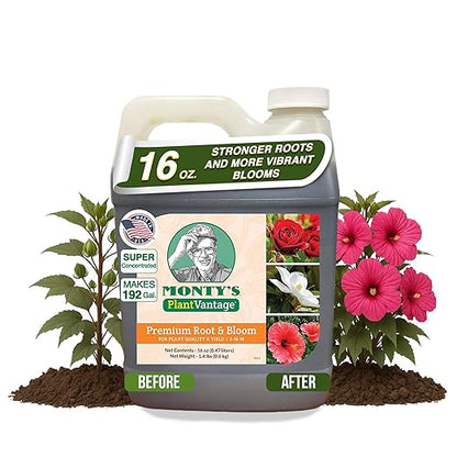 PlantVantage Root & Bloom Fertilizer - Concentrated Liquid Fertilizer for Strong Roots and Big Blooms - Bloom Plant Food for Trees, Shrubs, Flowers and Vegetables - Ideal Soil and Foliar Spray - 16 oz