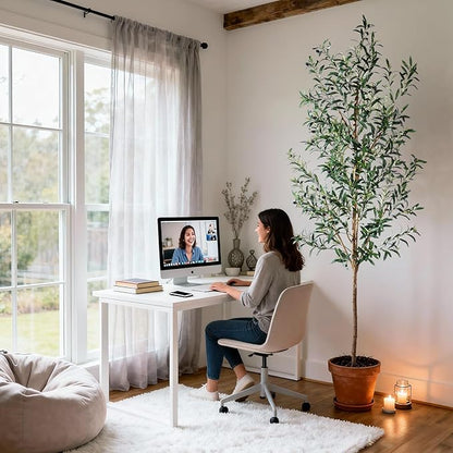 Large Artificial Olive Tree Tall Fake Olives Trees Indoor Outdoor Realistic Floor Plant Faux Plastic Plants for House Home Living Room Bedroom Office Front Porch Modern Farmhouse Silk Tree Decor