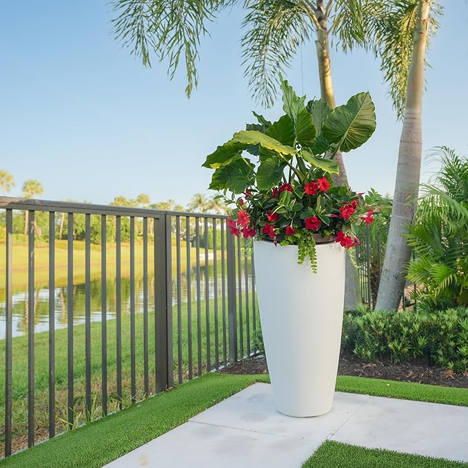 Mayne Modesto 32-Inch Tall Planter – Weather-Resistant Planter for Flowers – Durable Indoor/Outdoor Design for Patio, Porch, or Entryway