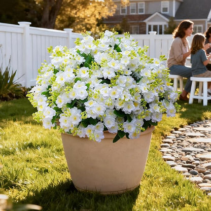 alyptus Artificial Flowers for Outdoors,12 Bundles UV Resistant Spring Fake Flowers for Porch, Patio & Home Decor – Realistic Outdoor Faux Plants with Lasting Color - White