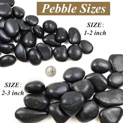 20 Pounds Black Natural Decorative River Pebbles, 2-3 Inch Black Ornamental River Pebbles for Garden Landscaping, Home Décor, Outdoor Paving, Fountain Decoration.