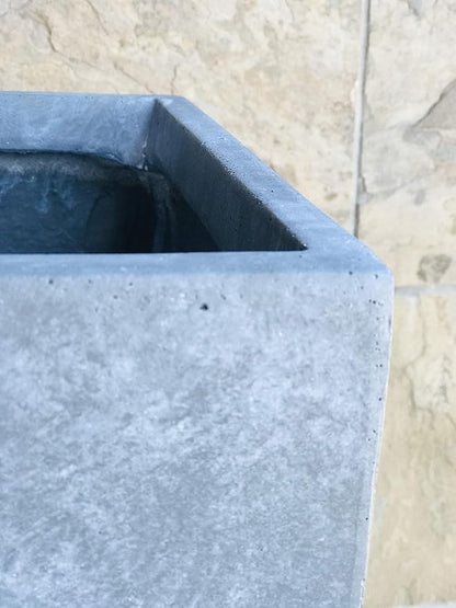 Kante 18.5",15.7",12.6" H Tall Rectangular Concrete Planters Set of 3, Outdoor Indoor Lightweight Plant Pots with Drainage Hole and Rubber Plug, Modern Style for Home Garden Patio, Slate Gray