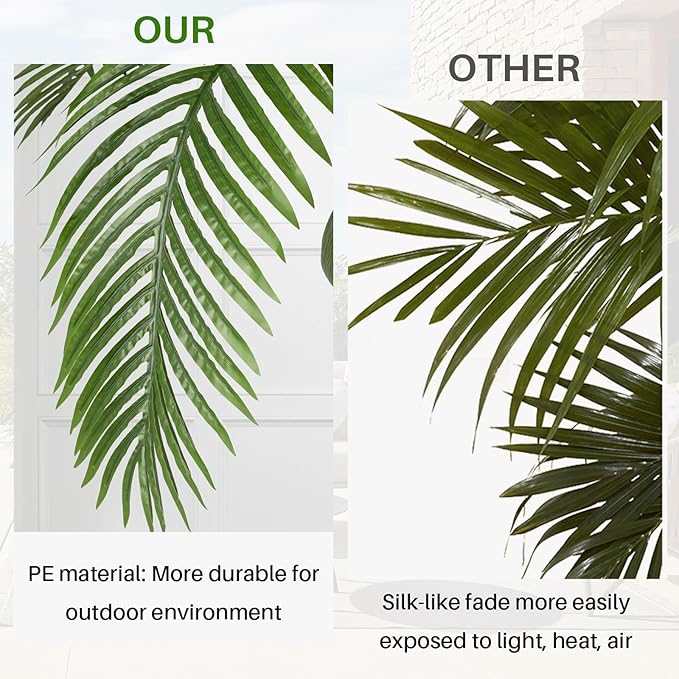 Artificial Phoenix Palm Tree with Coconut Fruit Outdoor Indoor Decor Large Faux Coconut Silk Palm Tree Tropical Fake Tree Large Faux Sago Palm Plant for Home Yard Outside (5 FT)