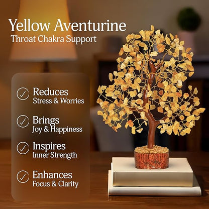 Yellow Tree - Yellow Healing Crystal, Gemstone Tree, Chakra Gifts, Crystal Luck, Crystal Trees, Tree of Life Gemstone, Balancing Tree, Crystal Items for Gift, Tree of Life Décor | Energy Healing Stone